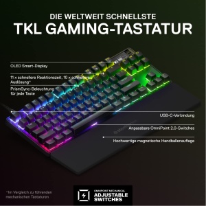 Tastatura Gaming SteelSeries Apex Pro TKL, Switch-uri HyperMagnetice, USB-C, 2023 - Img 2