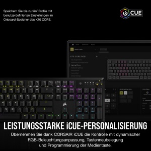 Tastatura mecanica pentru jocuri Corsair K70 CORE RGB cu suport pentru incheietura mainii - Comutatoare liniare rosii MLX prelubrifiate - Atenuare a sunetului - Compatibil iCUE - Aspect QWERTZ DE - Negru - Img 6