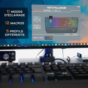 Tastatura pentru jocuri G-Lab Keyz Palladium, AZERTY, Cu fir, USB, Iluminare de fundal RGB LED, Multicolor, Suport magnetic pentru incheietura mainii, 26 de taste, Anti-Ghosting, Durabil - PC PS4 Xbox One - Img 5