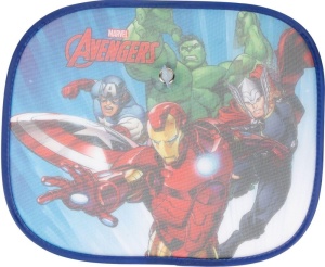 TataWay - Copertina laterala Marvel Avengers | Perdele auto cu protectie UV 44 x 35 cm | Supereroii Iron Man, Thor, Hulk, Captain America | Accesoriu cu ventuza, poliester - Img 2