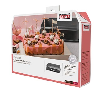 Tava cu arc Original Kaiser Inspiration patrata 36 x 24 cm, tava de copt dreptunghiulara cu fund plat, tigaie tiramisu antiaderenta, rezistenta la scurgeri, tava patrata pentru tort, neagra - Img 5
