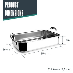 Tava de copt Lacor 60865, 35 x 26 cm, 5 litri, inox - Img 2