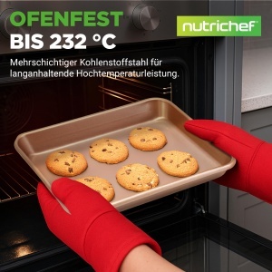 Tava de copt NutriChef 2 piese Antiaderenta 40x28 cm si 35.5x24.6 cm, inox PFOA-free - Img 2