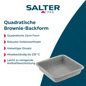 Tava de copt Salter Marblestone 23 cm, din otel carbon, antiaderenta, gri - Img 2