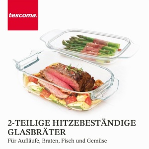 Tava de copt Tescoma GrandCHEF 40 x 26 cm, din sticla borosilicata - Img 2