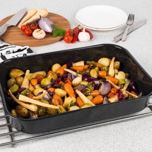 Tava de cuptor Russell Hobbs CW11431 Romano 42cm, emailiata, neagra, rezistenta la 230C - Img 5