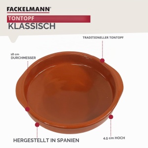 Tava din ceramica Fackelmann, 18 cm, rustica, pentru cuptor si microunde - Img 2