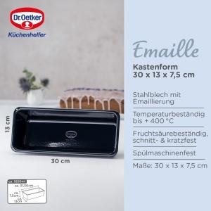 Tava pentru coacere Dr. Oetker Kastenform 30 cm, Emaille, 1900 ml, Albastru - Img 4