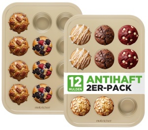 Tava pentru muffins NutriChef 2 seturi, 24 forme, antiaderent, 35x26cm