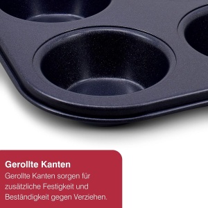 Tava pentru Muffins Zyliss E980200, Carbonstahl, 12 forme, Albastra - Img 5