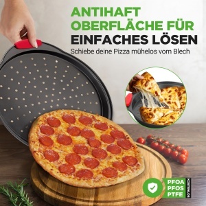 Tava pentru Pizza NutriChef Pizzablech 32 cm, Carbonstahl, Negru, Antihaft - Img 5