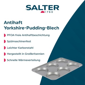 Tava pentru Yorkshire Pudding Salter BW13670, antiaderenta, din otel carbon, usor de curatat - Img 2