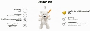 Teddy Bear Steiff Lotte 12cm alb cu aripi de inger, jucarie din plus - Img 2