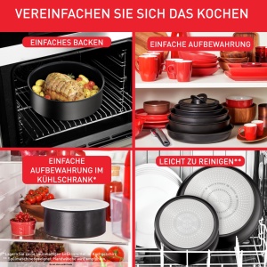 Tefal Ingenio XL Force Set tigai 3 piese maner detasabil, 24/28 cm, stivuibil, cu economie de spatiu, tigai cu acoperire antiaderenta din titan 2X, manevrare si curatare usoara, L15891 - Img 3