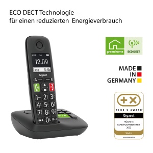 Telefon DECT Gigaset E290A DUO - 2 telefoane fara fir, cu anuntare vocala, mari tasti, negru - Img 5