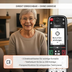 Telefon DECT Gigaset Easy 520HX cu Ladeschale, SOS, Negru - Img 3
