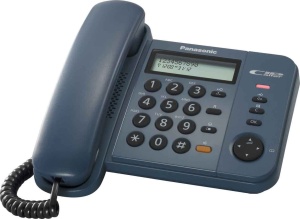 Telefon fix Panasonic KX-TS580GC, cu freisprecher, anrufer-ID, 50 contacte, albastru