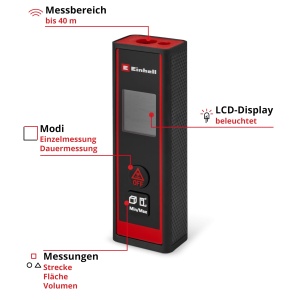 Telemetru laser Einhell TC-LD 40 R 40 m masurare distanta arii si volume - Img 2