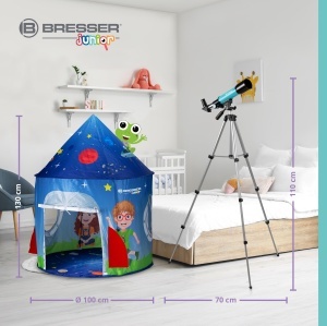 Telescop pentru copii Bresser Junior 50360, refractor, azimutal, cu cort, albastru - Img 8