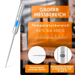 Termometru de bucatarie din otel inoxidabil ProfiCook(r) | -45deg- 200degC | Termometru de gatit | Termometru de gatit cu afisaj LCD | Termometru de copt cu capac de protectie | Termometru bucatarie cu bucla suspendata | PC DHT 1039 - Img 3