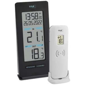 Termometru digital TFA Dostmann 30.3072.01, negru, cu senzor exterior