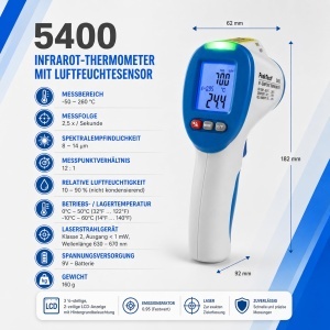 Termometru infrarosu PeakTech P 5400, -50260C, umiditate 0-100 - Img 3