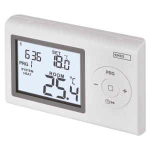 Termostat digital de camera EMOS, termostat de perete programabil pentru sisteme de incalzire si racire, termostat / regulator de temperatura a camerei cu protectie impotriva inghetului, conectat prin fir pentru montare pe suprafata 12 x 2,6 x 7,8 cm