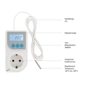 Termostat digital Xavax pentru incalzire si racire, 3680W, cu senzor de temperatura - Img 4