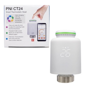 Termostat pentru radiatoare PNI CT24, control smart, alb, 4AA - Img 3