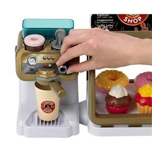 Theo Klein 9501 Coffee Shop I Baton espresso cu functie de debit de apa si afisaj tactil I Incl. accesorii si mancare de jucarie I Dimensiuni: 45 cm x 23,5 cm x 13 cm I Jucarii pentru copii de la 3 ani - Img 10