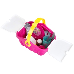 Theo Klein 9527 Cos de picnic Barbie I Cos robust de jucarii plin de vase colorate si briose pentru doi I Dimensiuni 25 cm x 20 cm x 225 cm I Jucarii  - Img 3