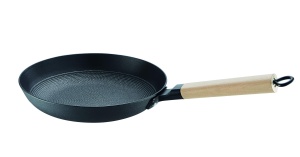 Tigaie din fonta Rohe Germany John 28cm, culoare negru-bej, cu maner din lemn