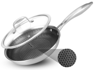 Tigaie din inox Nutrichef 20 cm cu capac, antiaderenta, rezistenta la zgarieturi