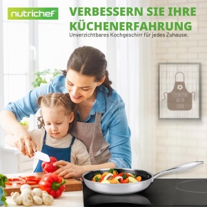 Tigaie din inox NutriChef 25 cm cu capac, antiaderenta, inductie - Img 6