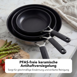 Tigaie din otel inoxidabil KitchenAid 24 cm - Inductie, antiaderenta, ergonomica - Img 3
