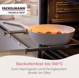 Tigaie Fackelmann x Pamela Reif 28 cm Aluminiu Recilat Antiaderenta Ceramica Pastel-Beige - Img 5