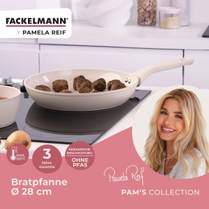 Tigaie Fackelmann x Pamela Reif 28 cm Aluminiu Reutilizat Pastel Beige Acoperire Ceramica PFAS-Free - Img 2