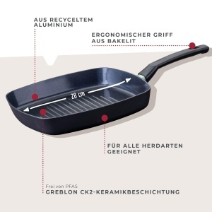 Tigaie grill Fackelmann Brandao 26 cm aluminiu reciclat strat ceramic fara PFAS compatibila inductie - Img 2