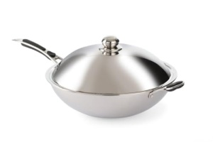 Tigaie HENDI Wok, pentru wok cu inductie HENDI 239766, aragaz cu inductie, potrivit pentru inductie, material cu 3 straturi, prindere moale, capac o360x180mm, otel inoxidabil - Img 2