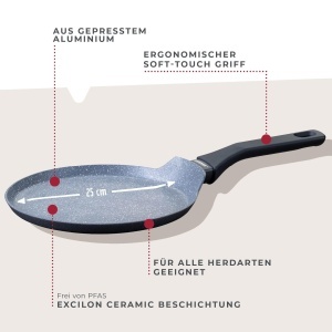 Tigaie pentru clatite Fackelmann Cosmo 25 cm aluminiu presat invelis ceramic PFAS-free - Img 2