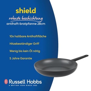 Tigaie Russell Hobbs 28cm, Seria Pan Induction Shield, Tigaie 28cm cu acoperire antiaderenta, Tigaie acoperita pentru clatite si omlete, Tacamuri metalice sigure - Img 2