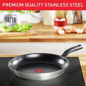 Tigaie Tefal Comfort Max 26 cm, Otel inoxidabil premium, Indicator de temperatura Thermo-Spot, Acoperire antiaderenta, Inductie G7260544, Negru, Argintiu - Img 2