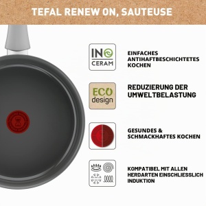 Tigaie Tefal Renew On 24 cm, Antiaderenta, Ceramica, Inductie - Img 3