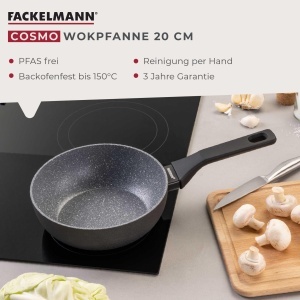 Tigaie wok Fackelmann Cosmo 20 cm aluminiu invelis ceramic Excilon maner Soft-Touch gri - Img 4