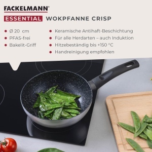 Tigaie wok Fackelmann Essential Crisp 20 cm ceramica antiaderenta negru - Img 3