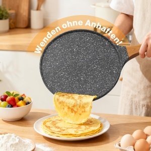 Tigaie YASHE 26cm pentru clatite antiaderenta compatibila cu inductie cu spatula din lemn - Img 2