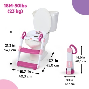 Toaleta copii Bright Starts, Minnie Mouse, cu scara, roz, pentru 18 luni - 23 kg - Img 10