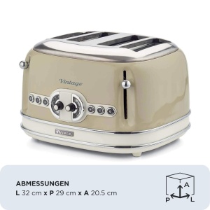 Toaster Ariete Vintage 156, 4 felii, 1600W, culoare bej - Img 2