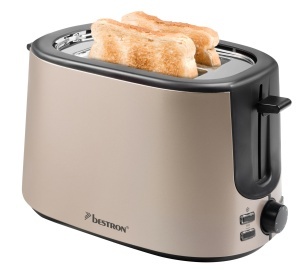 Toaster Bestron ATS1000SAT 1000W 7 trepte rumenire cu tava pentru firimituri Hellbeige