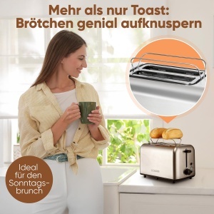 Toaster Bomann TA 6080 CB 2 felii inox fante extra late functie de dezghetare - Img 2